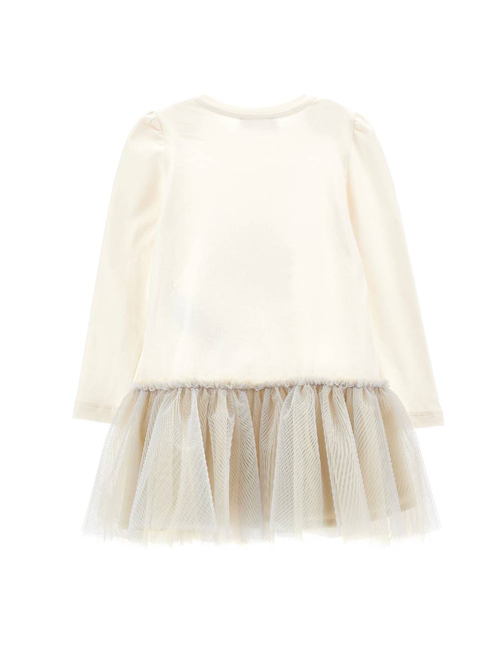 Monnalisa Abito cotone organico con tulle Prezzo Ridotto