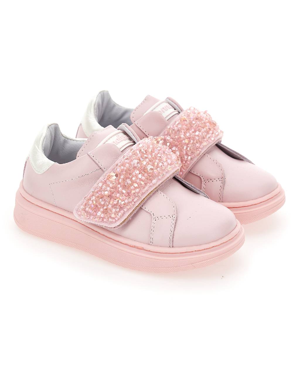 Monnalisa Sneakers pelle con strass degradé In Vendita