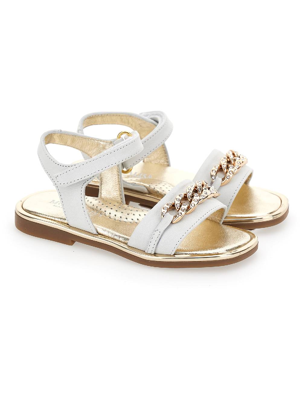 Monnalisa Sandali nappa con catena strass Moda
