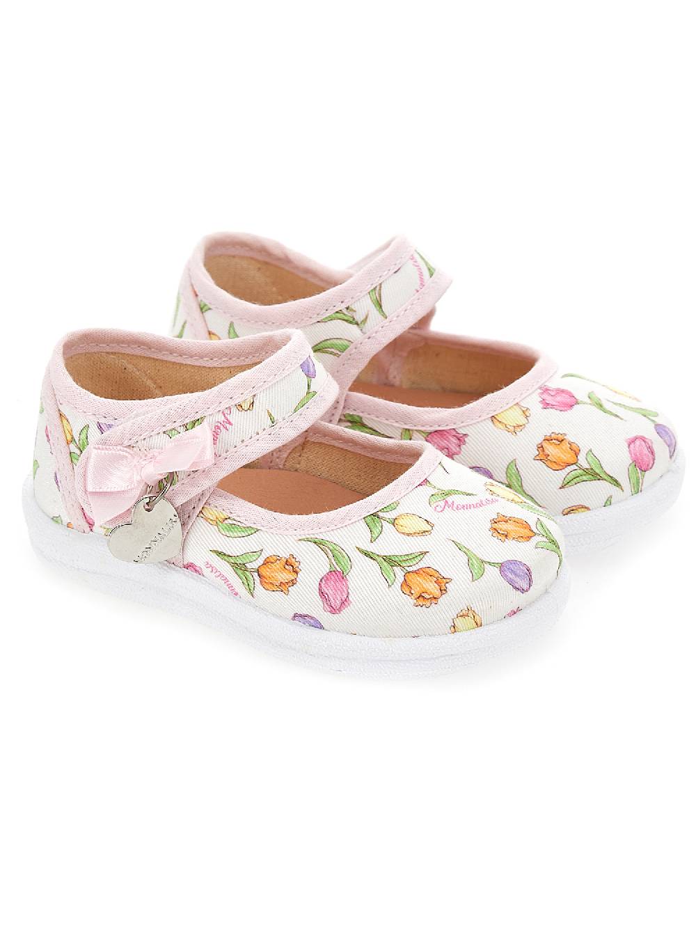 Monnalisa Ballerine in gabardina stampa tulipani Nuovo
