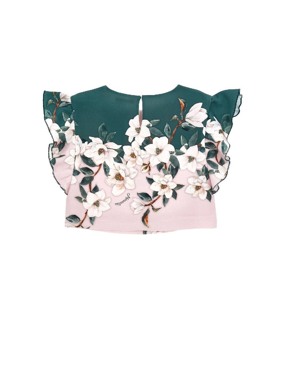 Monnalisa Top cropped stampa magnolie Negozio