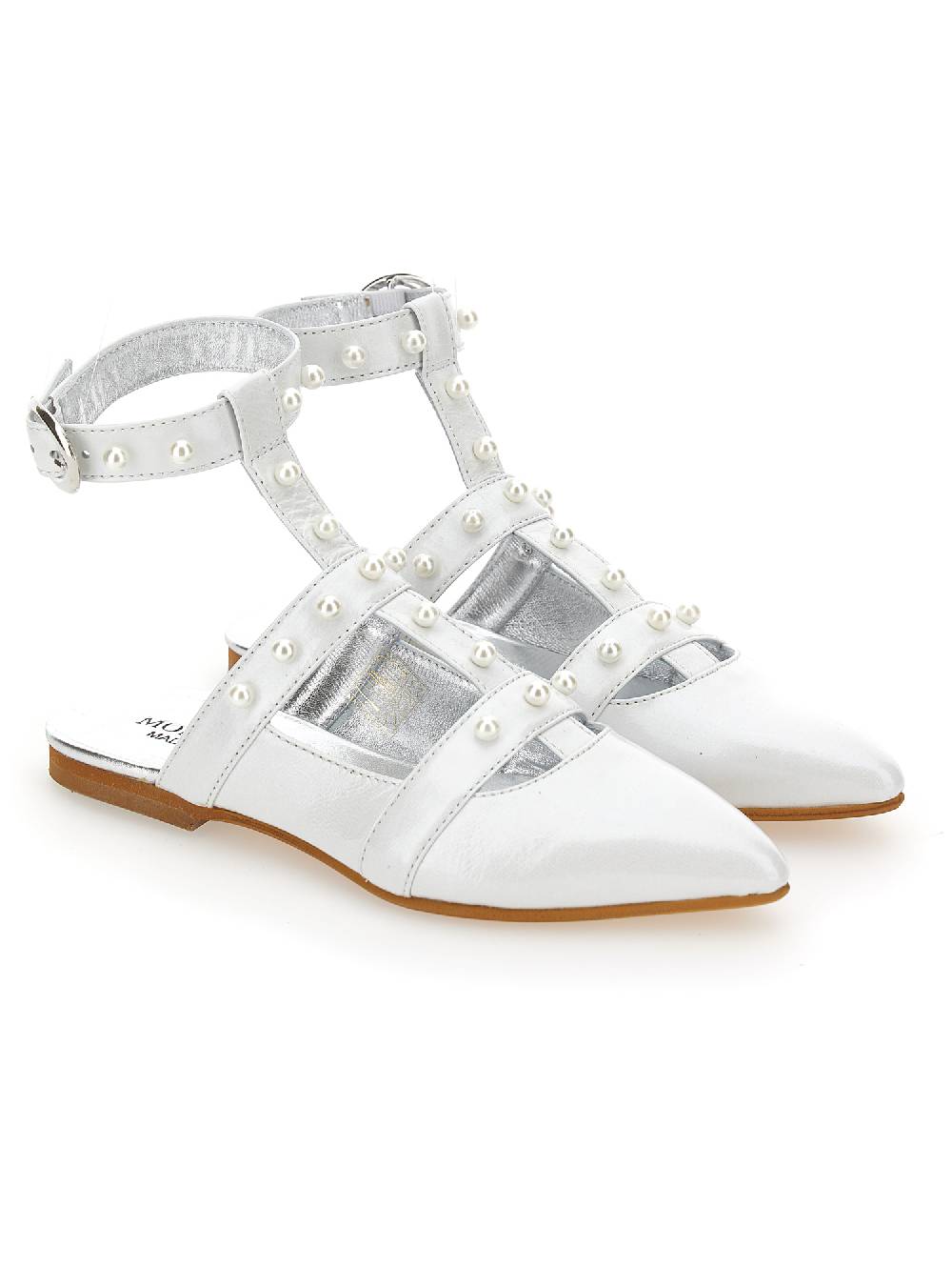 Monnalisa Slingback pelle con perle Nuovo