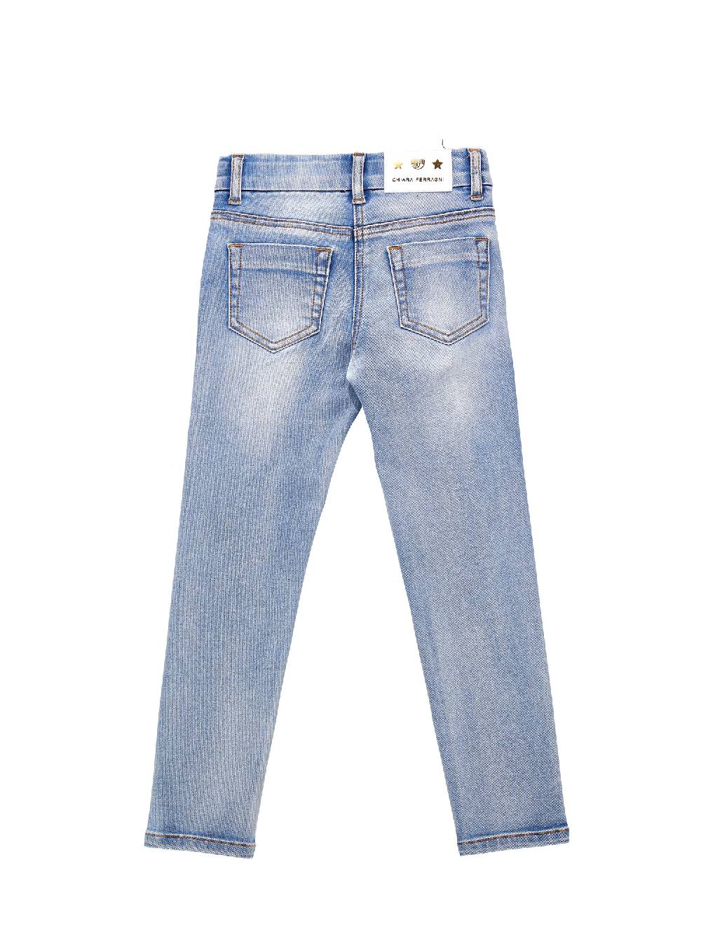 Monnalisa Jeans denim ricamo Logomania all over Vendita Economica