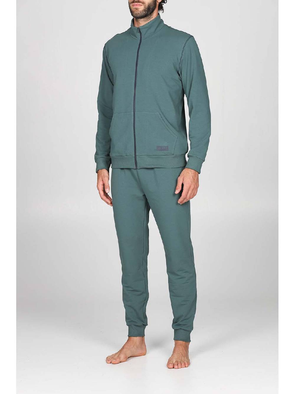 Julipet Tuta zip in confortevole felpa di colore verde Outlet