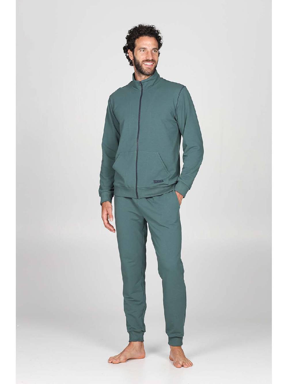 Julipet Tuta zip in confortevole felpa di colore verde Outlet