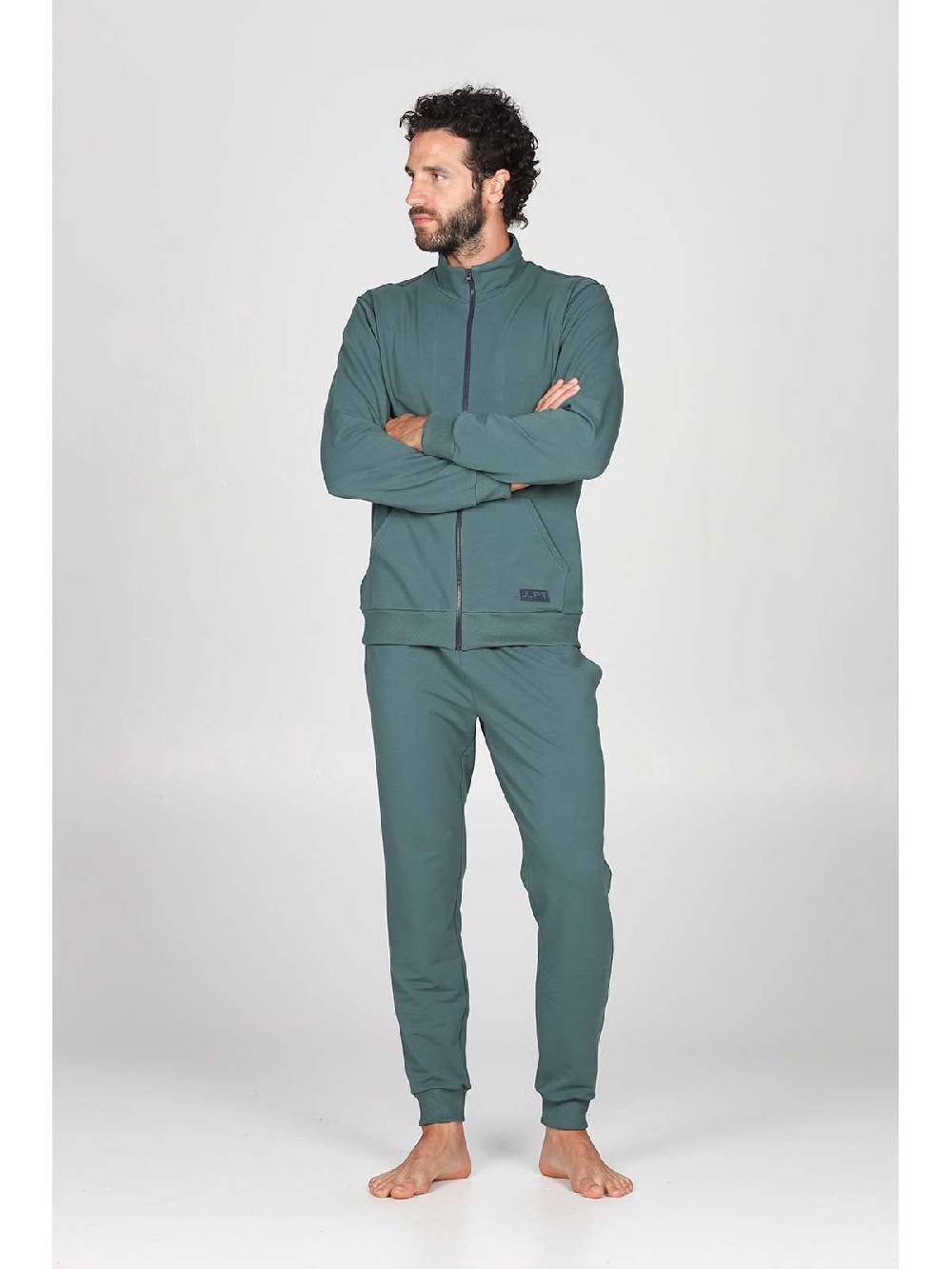 Julipet Tuta zip in confortevole felpa di colore verde Outlet