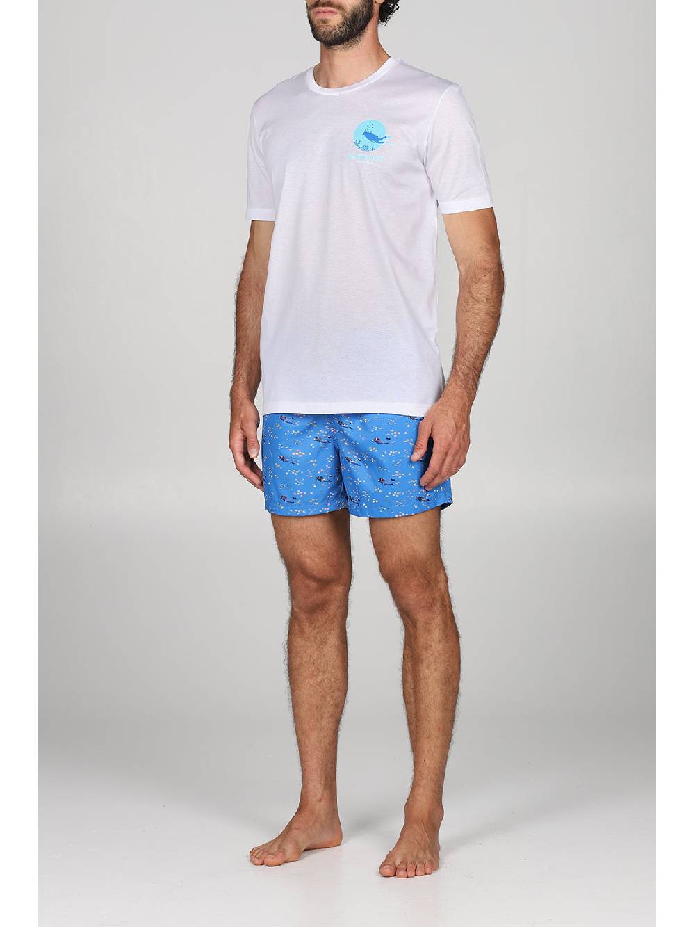 Julipet T-shirt in jersey di puro cotone bianco, con stampa piazzata "sub" Promozione Limitata