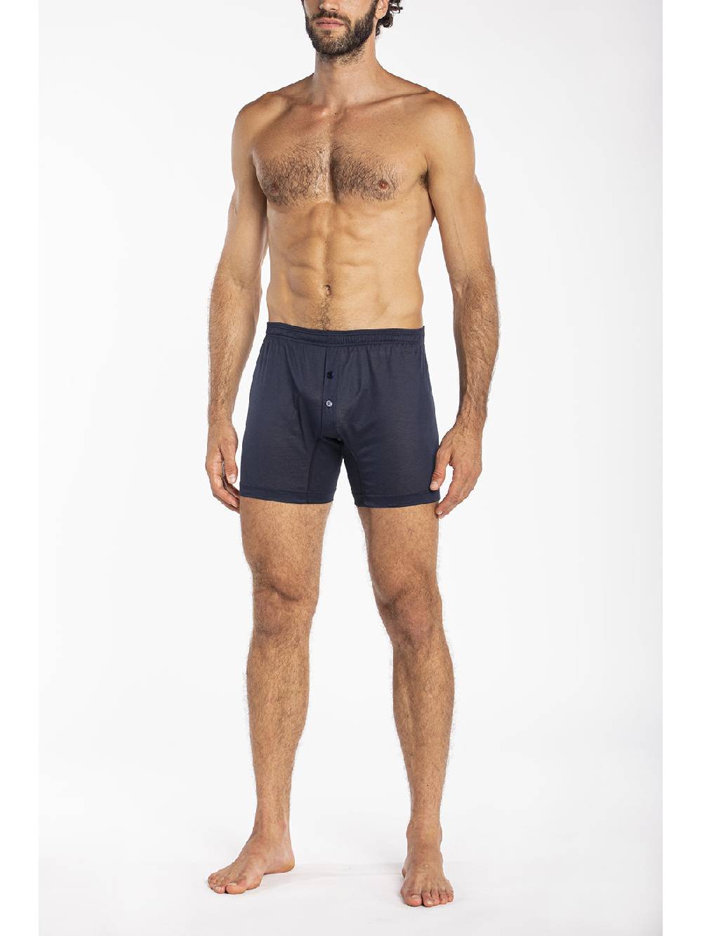 Julipet Boxer blu in jersey di puro cotone mercerizzato e gasato Presa