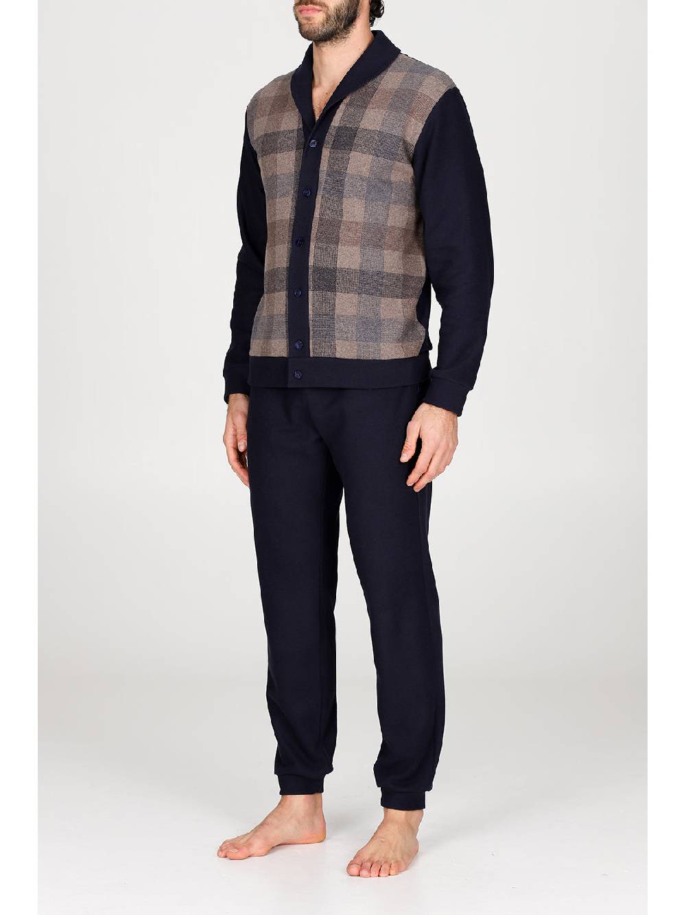 Julipet Pigiama cardigan in confortevole jacquard di cotone Negozi Online