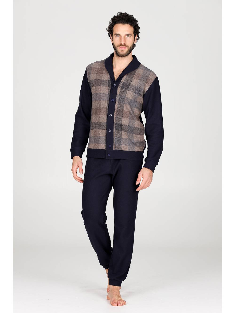 Julipet Pigiama cardigan in confortevole jacquard di cotone Negozi Online