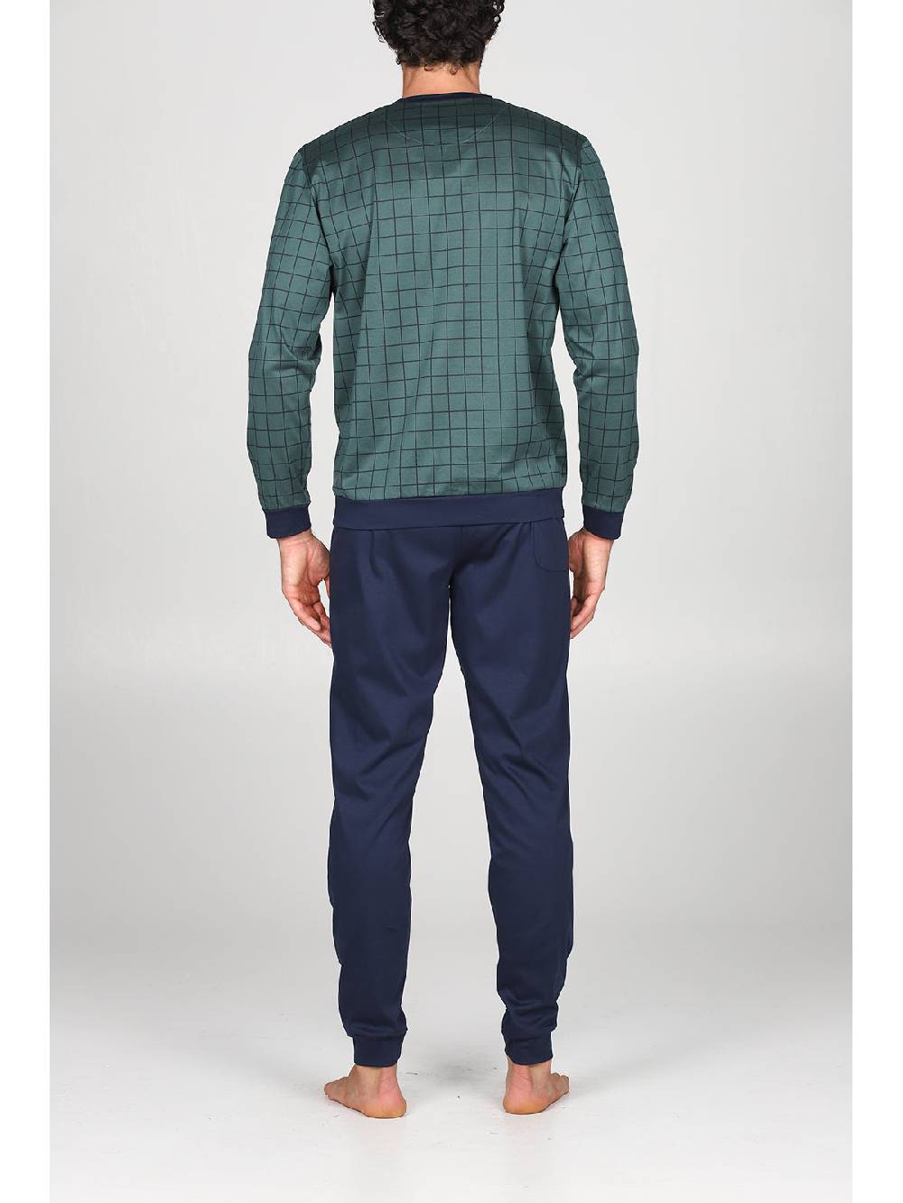 Julipet Pigiama serafino con maglia disegni a quadri, in ricercato luxury jersey Italia