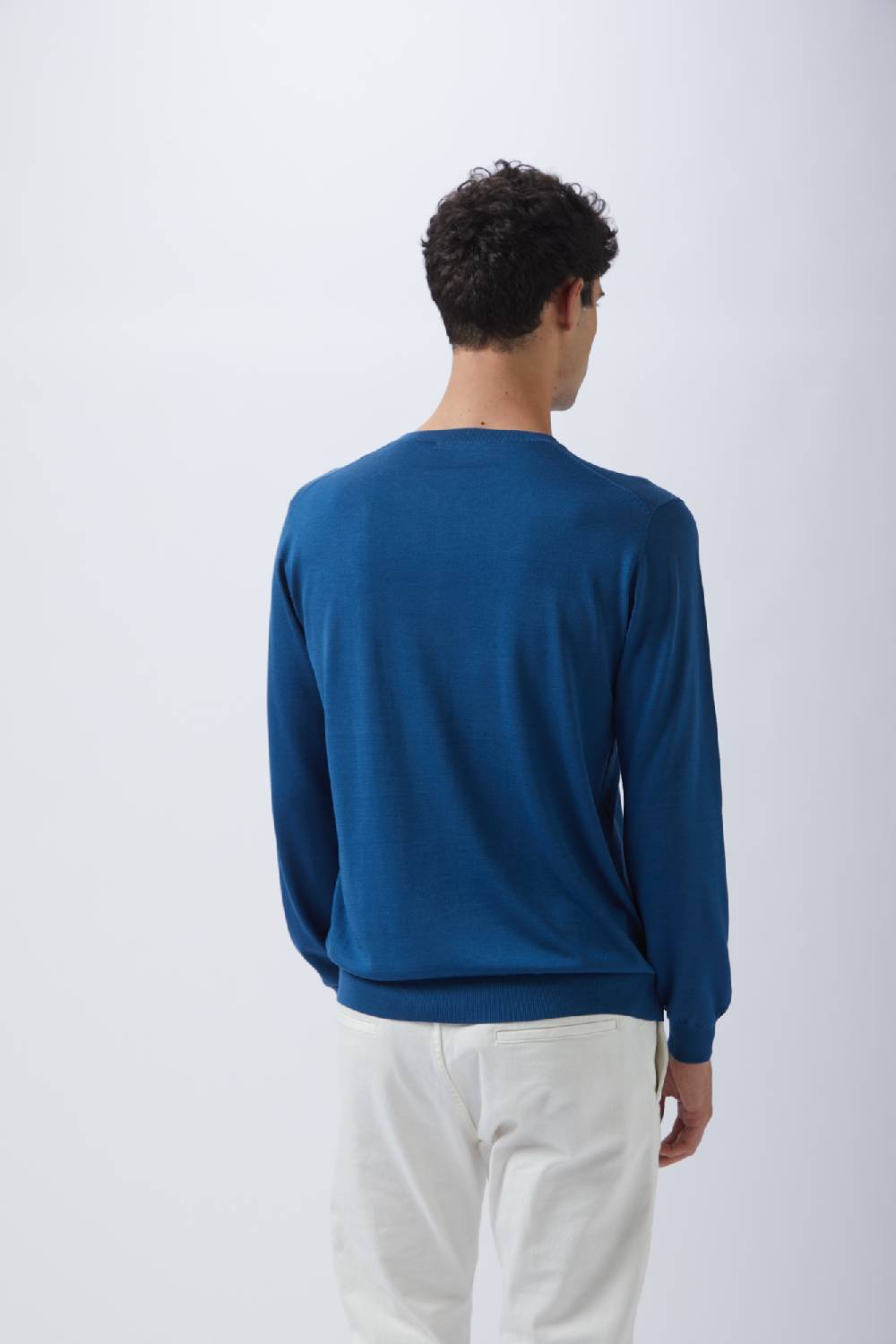 Kangra Cashmere Maglia Girocollo Rasata in Seta e Cotone Saldi