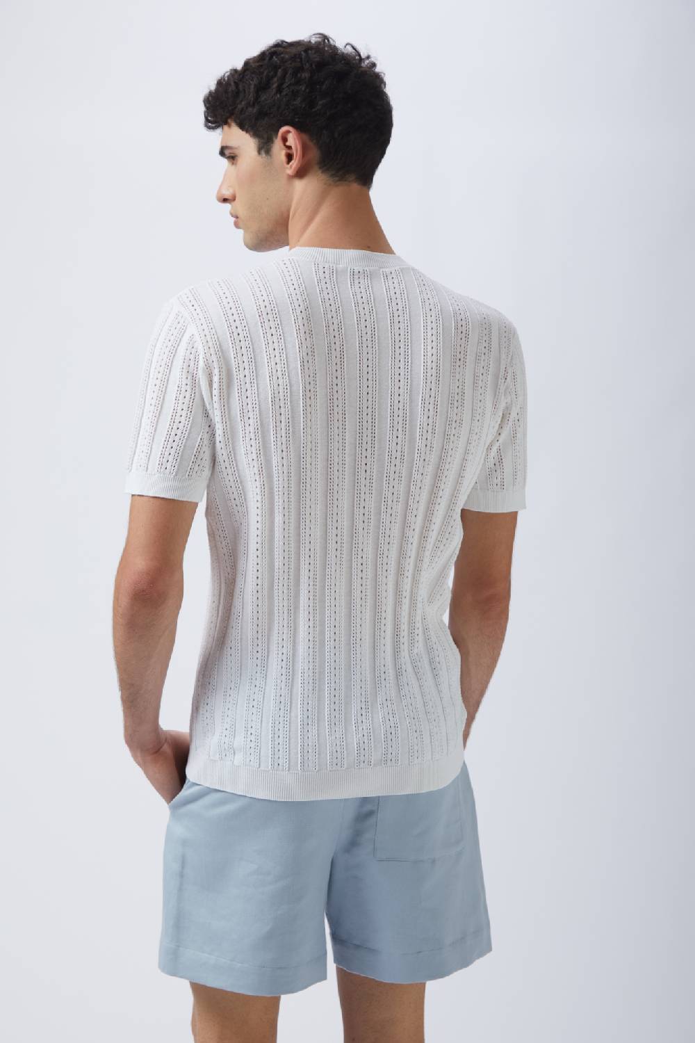 Kangra Cashmere Girocollo Mezza Manica Coste Punzonate In Linea