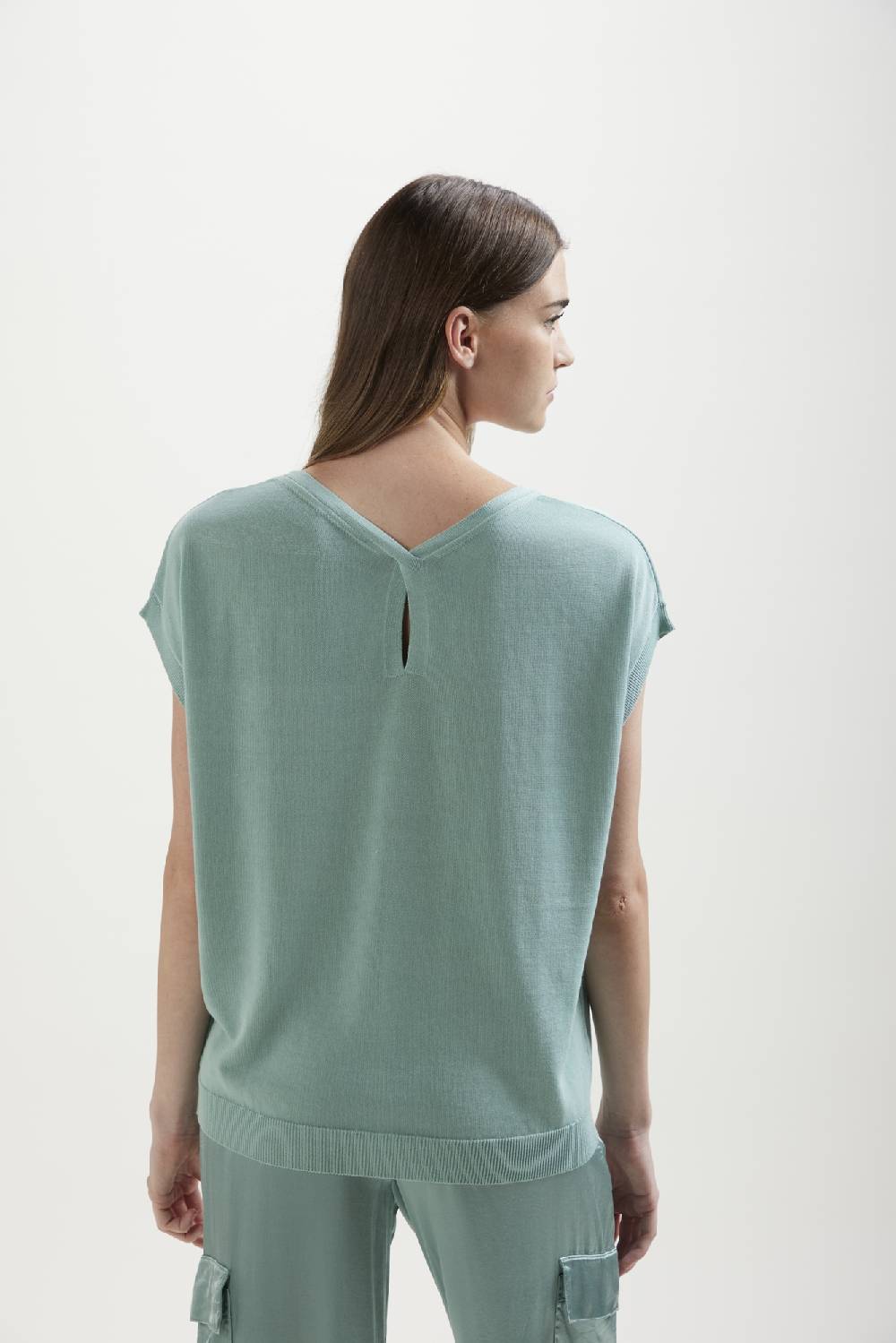 Kangra Cashmere Over Smanicato In Cotone Con Goccia Nella Schiena Negozi Online