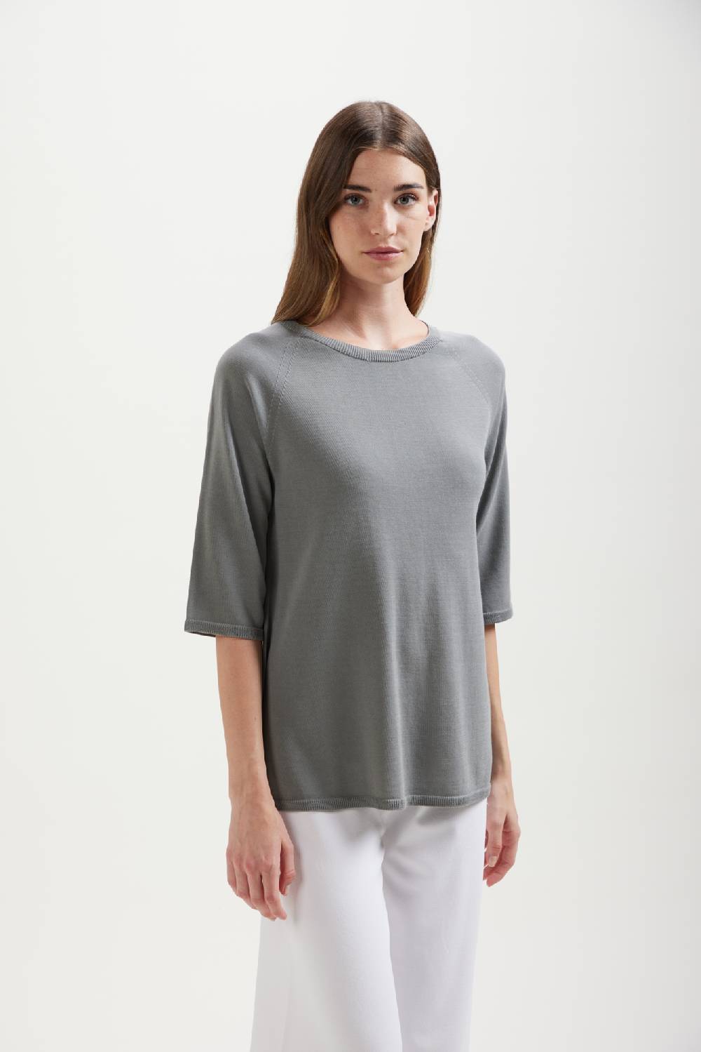 Kangra Cashmere Maglia Girocollo Linea Ad A In Cotone Consegna Veloce