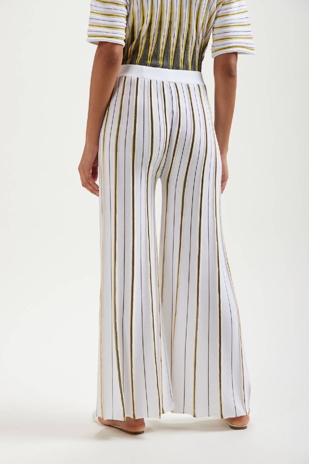 Kangra Cashmere Pantalone Palazzo Jacquard In Cotone e Lurex Prezzo Ridotto