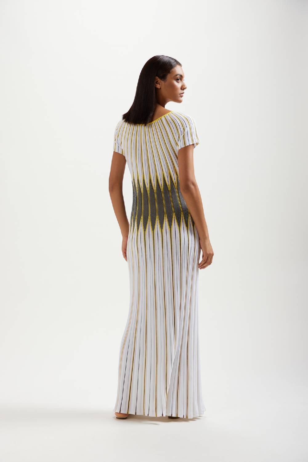 Kangra Cashmere Abito Lungo Jacquard In Cotone e Lurex Sottocosto