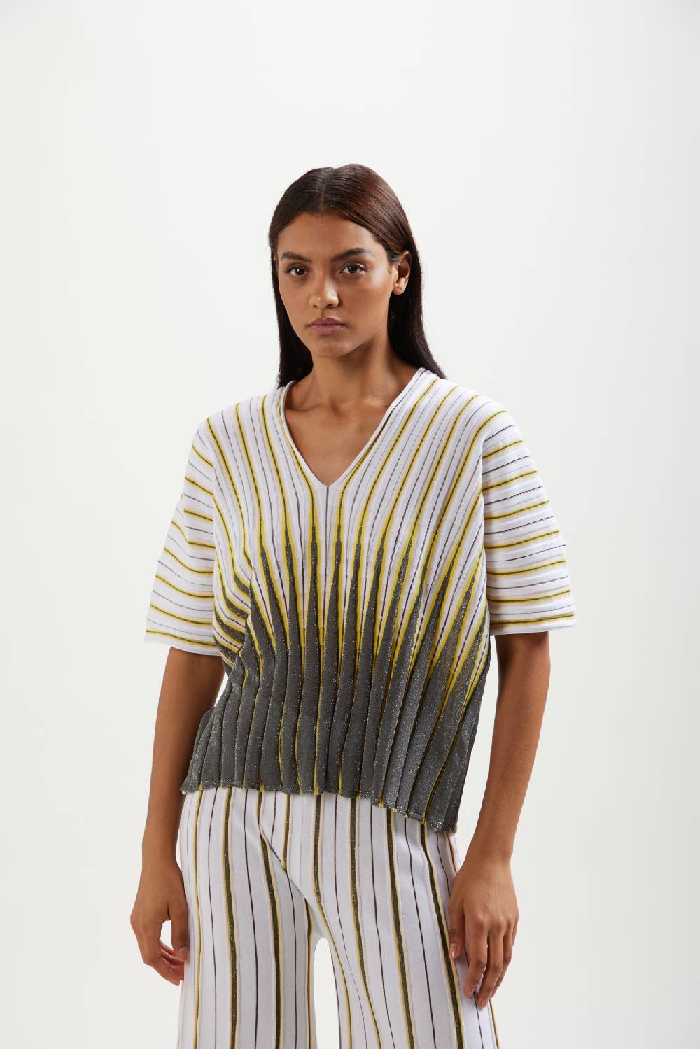 Kangra Cashmere Maglia "Scollo V" Jacquard In Cotone-Lurex Convenienza