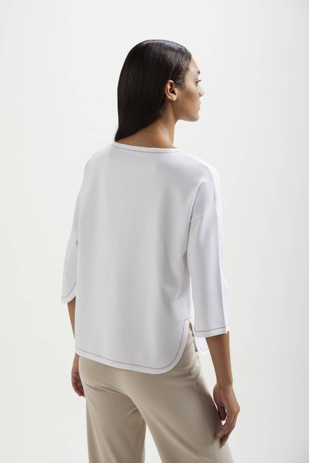 Kangra Cashmere Barchetta Rasata Stondata Con Impuntura A Contrasto Online