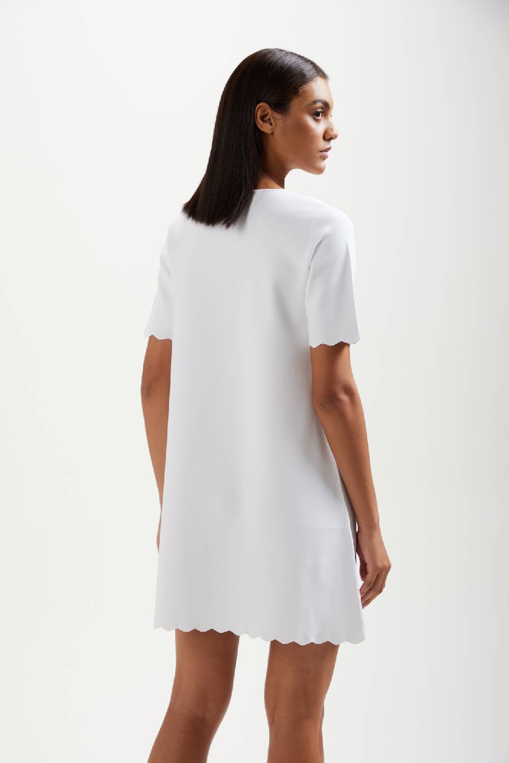 Kangra Cashmere Mini Abito Manica Corta E Punto Milano con Dentello Saldi