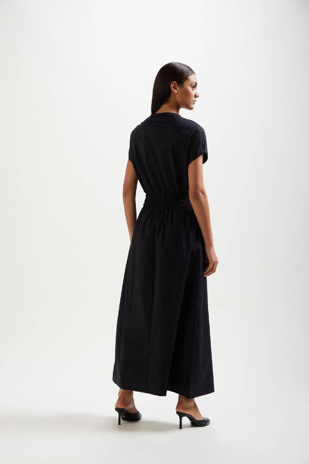 Kangra Cashmere Abito Lungo Con Fascione Elastico In Popeline Vendita Calda