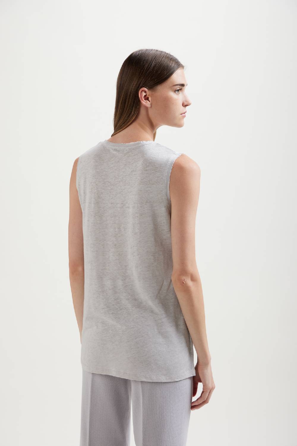 Kangra Cashmere Canotta In Jersey Lino Con Dettagli Di Seta I Più Venduti