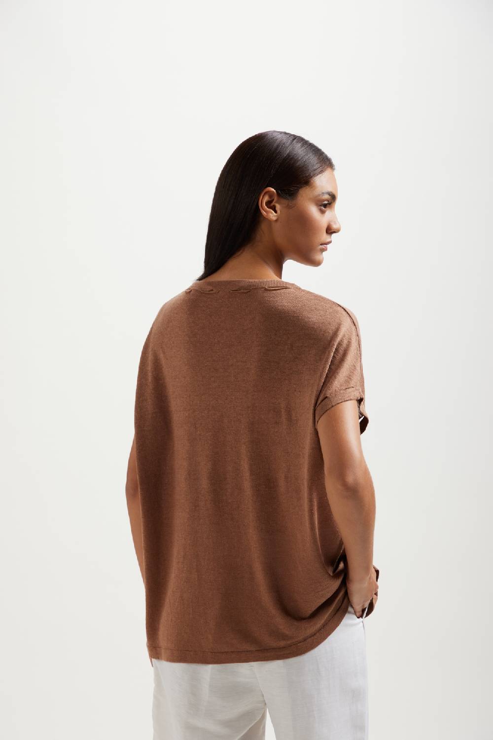 Kangra Cashmere Barchetta Con Buchi Nello Scollo E Giro In Lino Negozio