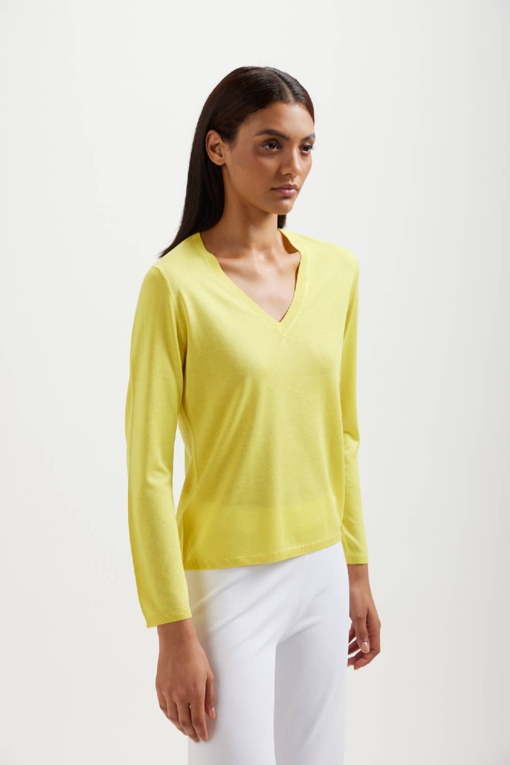 Kangra Cashmere Scollo V Slim Fit Rasato In Seta e Cashmere 2025