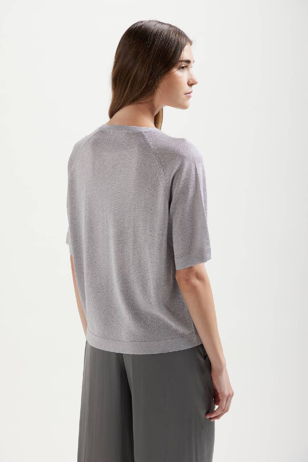 Kangra Cashmere Girocollo Raglan In Lurex Manica Gomito Promozione