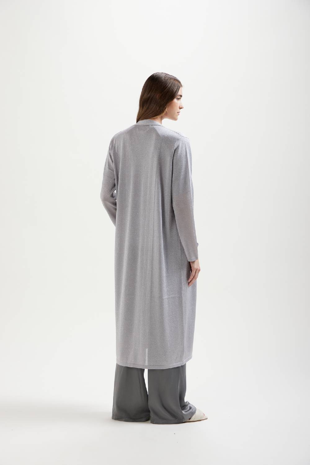 Kangra Cashmere Spolverino Lungo In Lurex Rasato Con Tasche Spedizione Gratuita