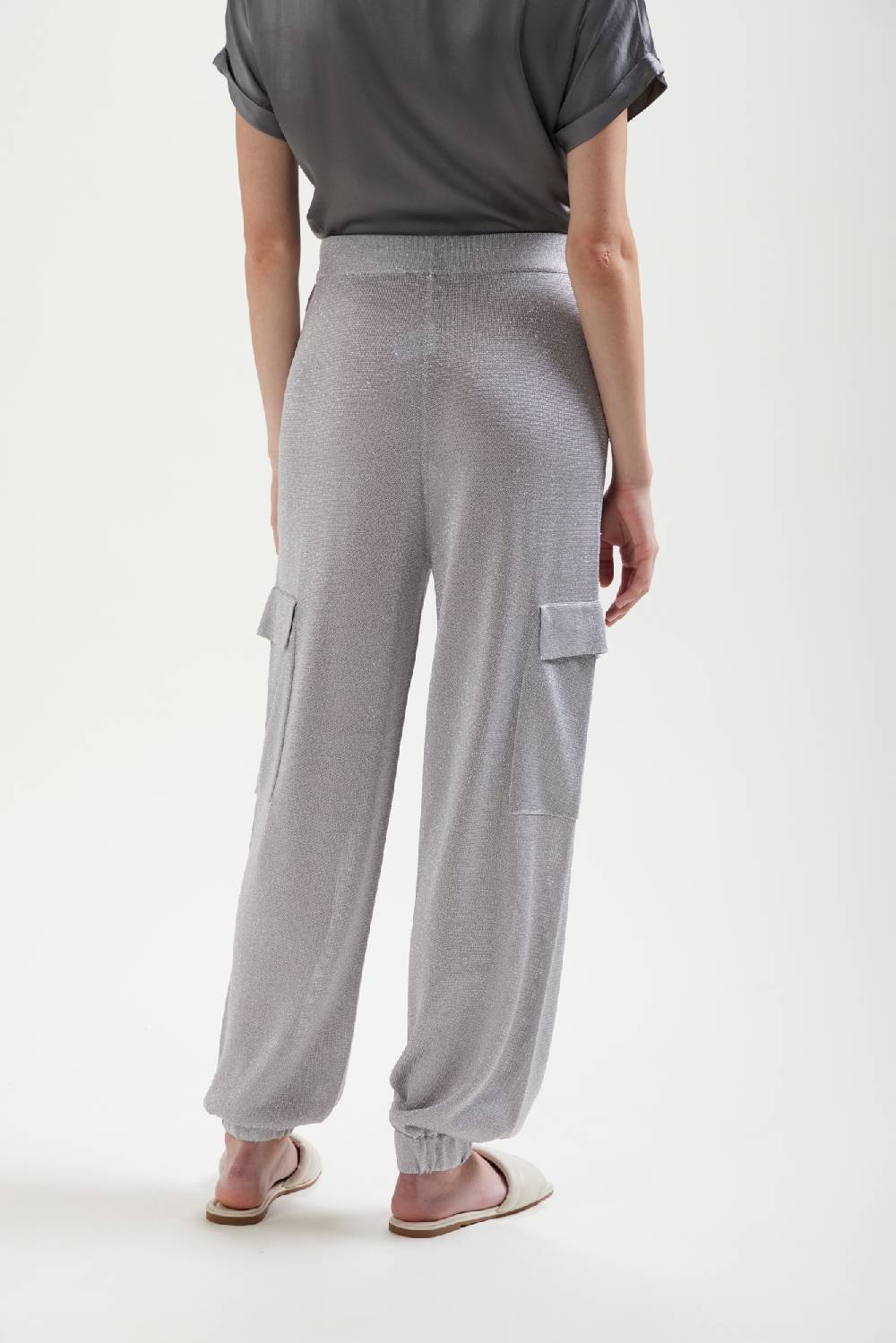 Kangra Cashmere Pantalone Cargo In Lurex Con Tasche Pezzi Unici