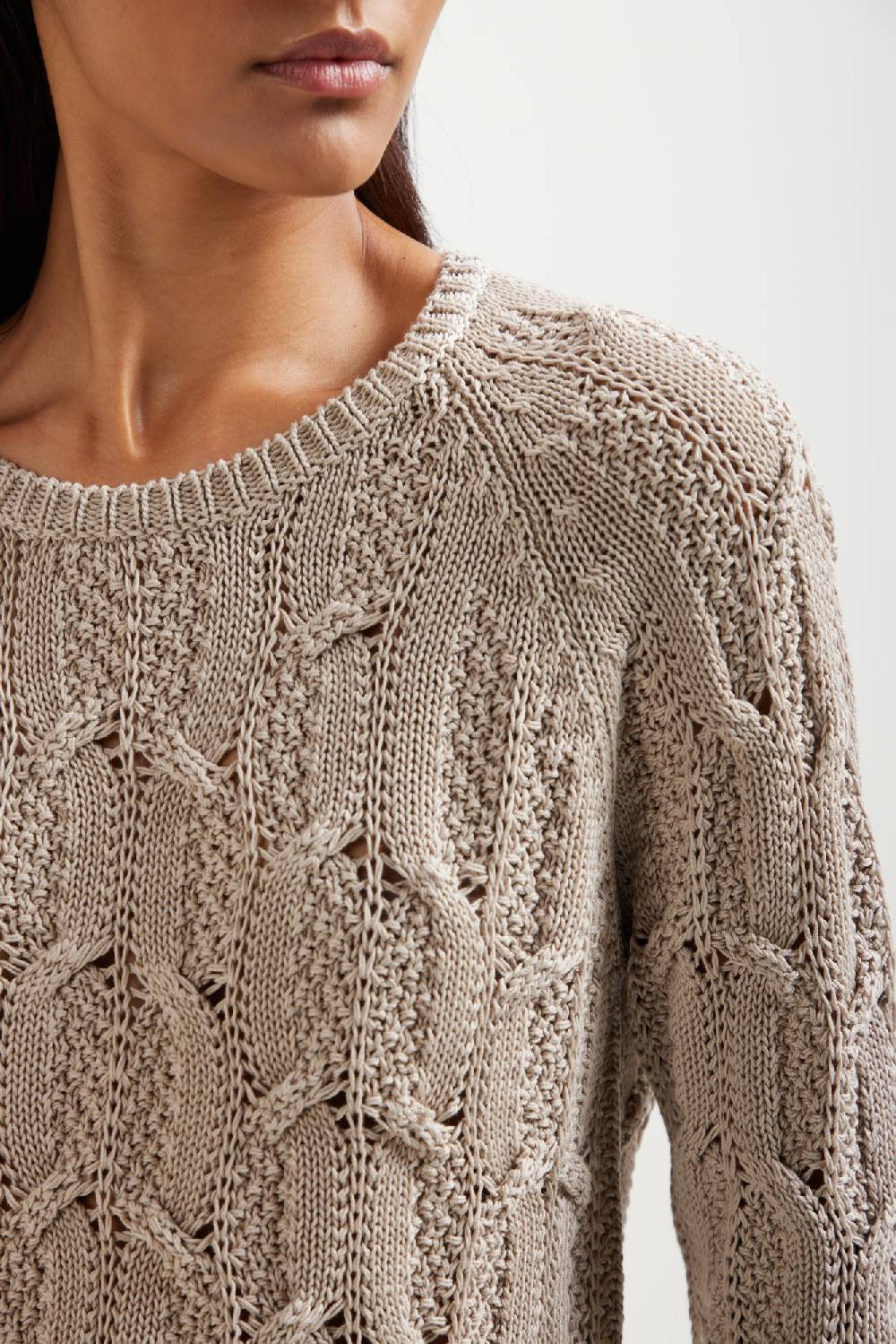 Kangra Cashmere Maglia Girocollo Manica Raglan Con Motivo Di Trecce Qualità Garantita