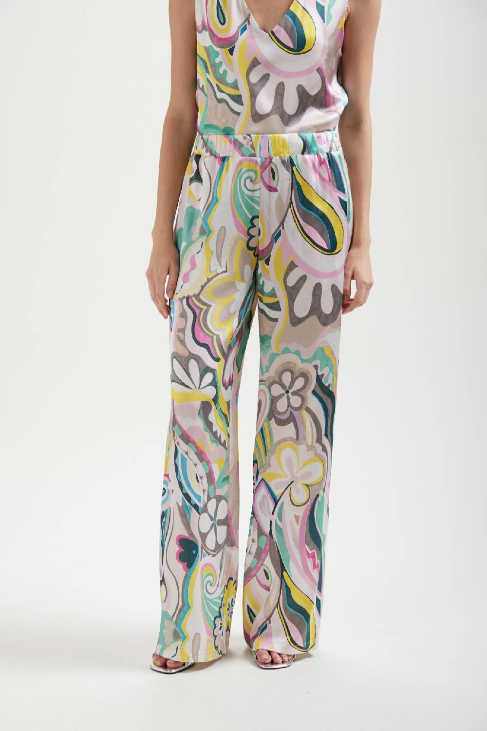 Kangra Cashmere Pantalone Palazzo Stampato Con Tasche In Viscosa Consegna Veloce