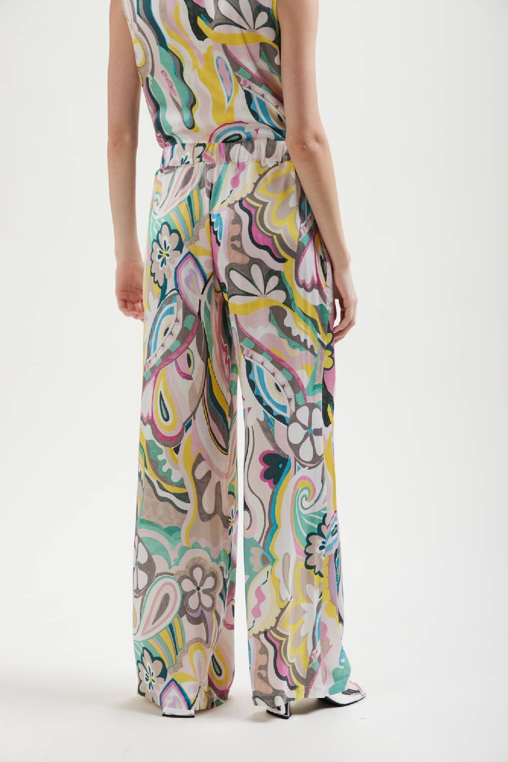 Kangra Cashmere Pantalone Palazzo Stampato Con Tasche In Viscosa Consegna Veloce