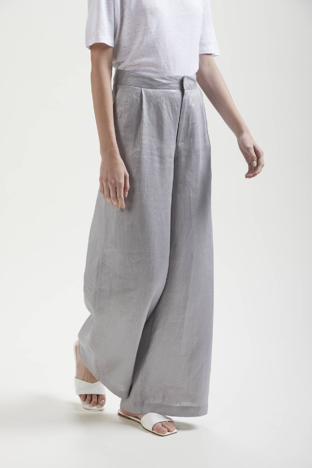 Kangra Cashmere Pantalone Largo In Tela Di Lino Shopping Online