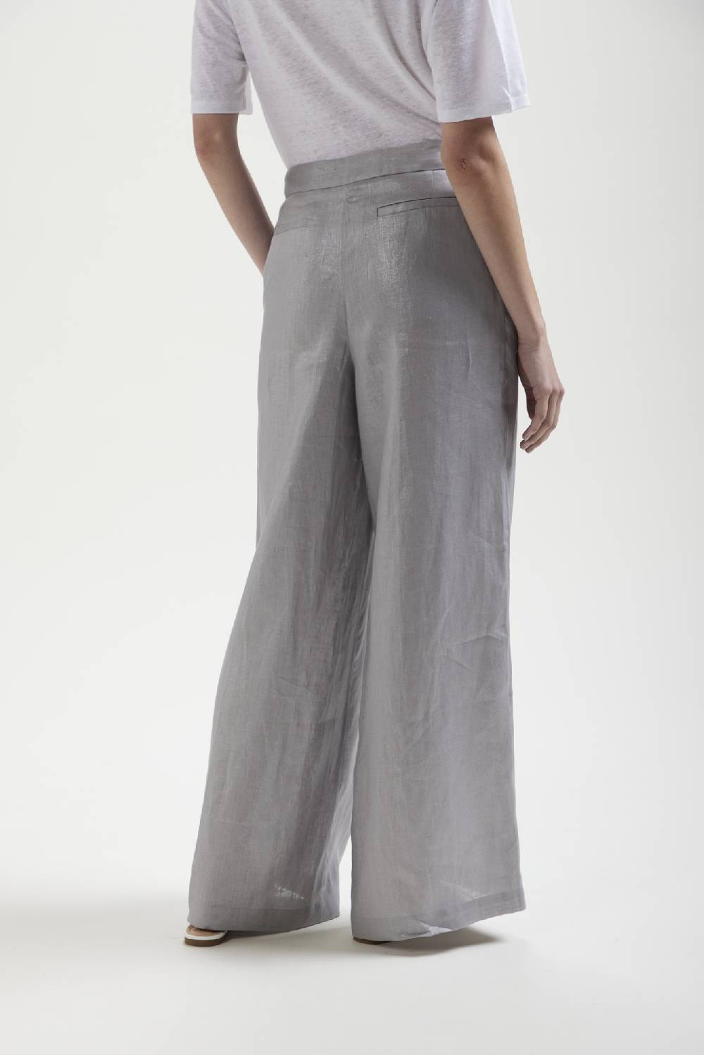 Kangra Cashmere Pantalone Largo In Tela Di Lino Shopping Online