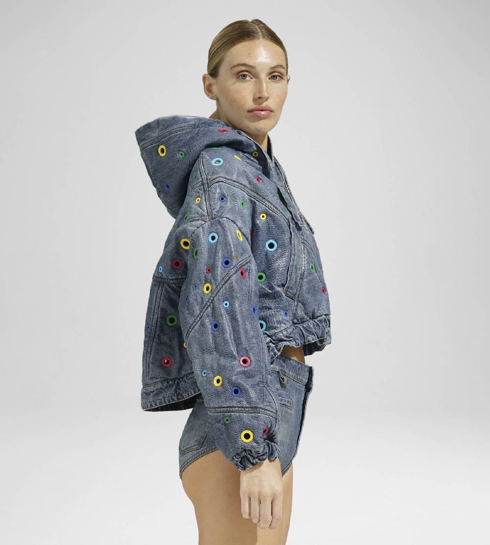 ﻿Khrisjoy KHRIS CROP DENIM EYELETS MULTICOLOR DENIM Sottocosto