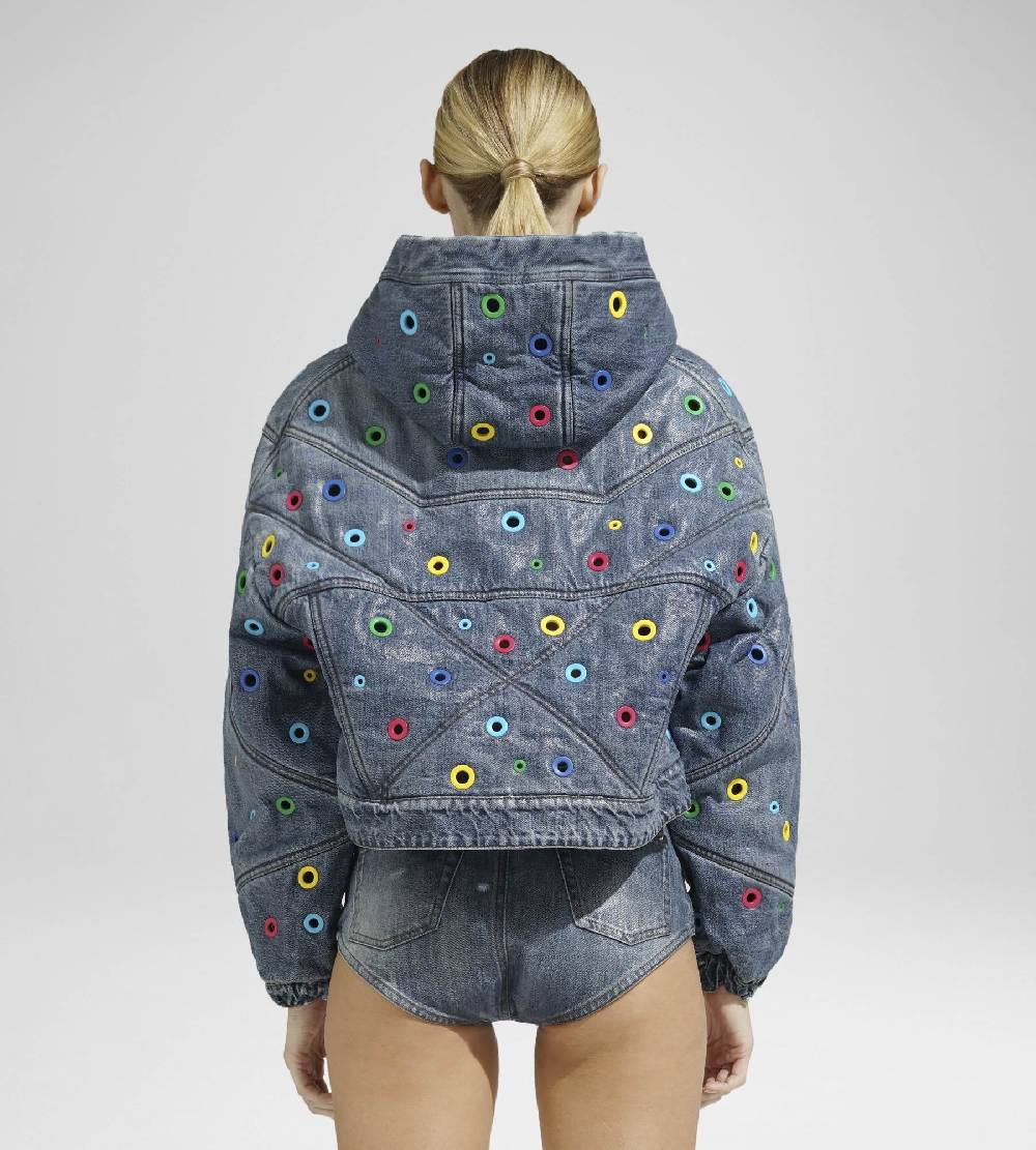 ﻿Khrisjoy KHRIS CROP DENIM EYELETS MULTICOLOR DENIM Sottocosto