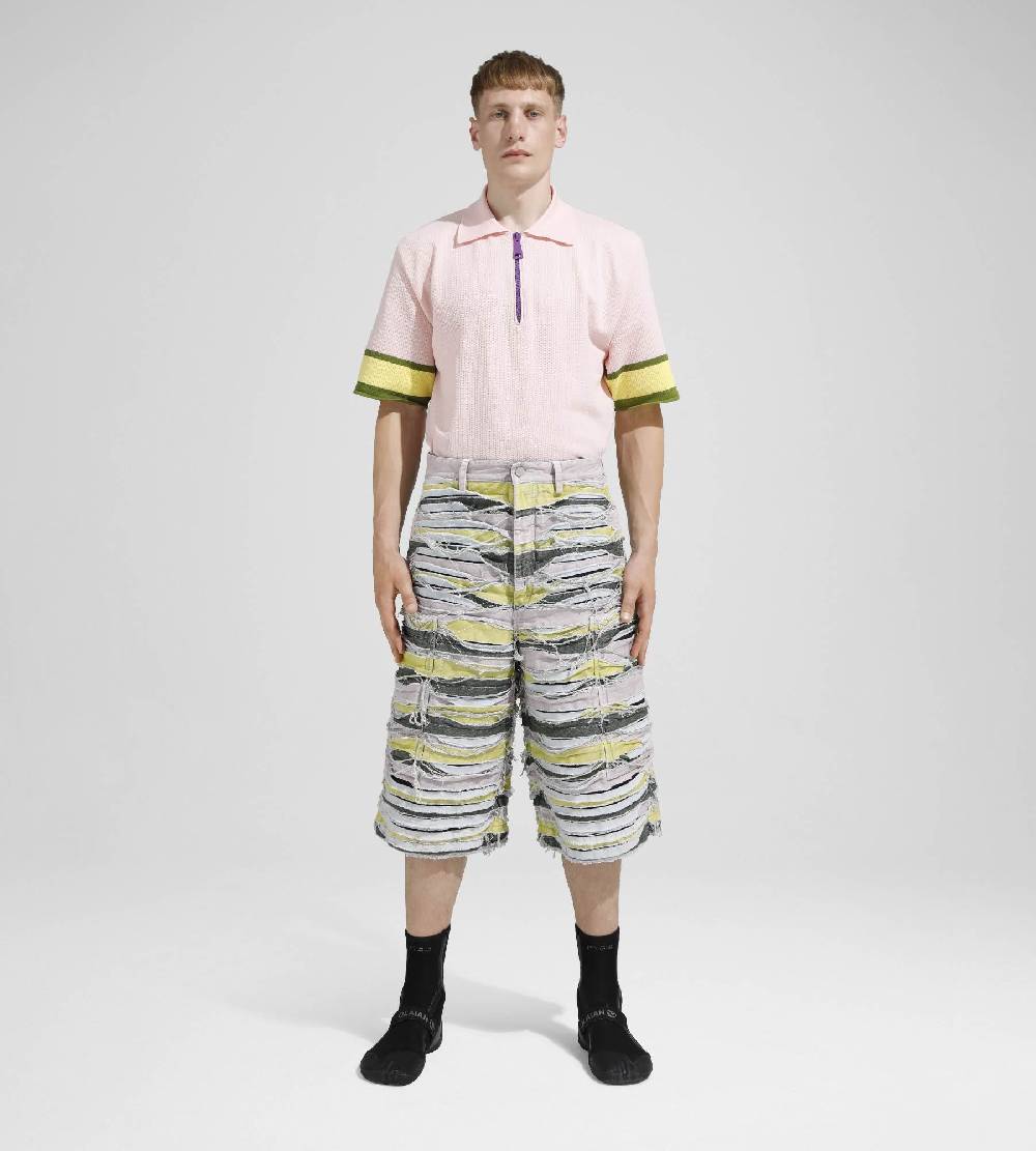 Khrisjoy LONG SHORTS DENIM STRIPES MULTICOLOR DENIM Sottocosto
