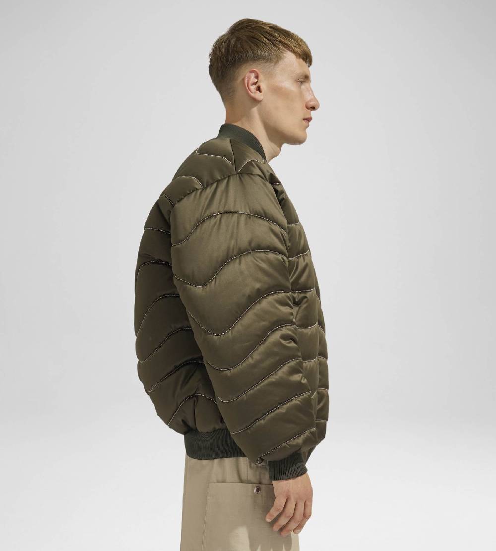 Khrisjoy BOMBER SATIN WAVE CHAINS OLIVE GREEN Convenienza