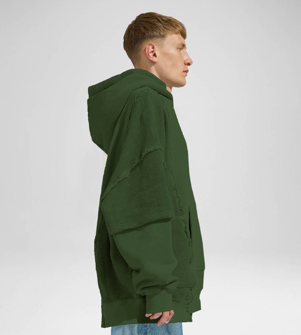 Khrisjoy HOODIE DOUBLE POCKETS OLIVE GREEN Sconto