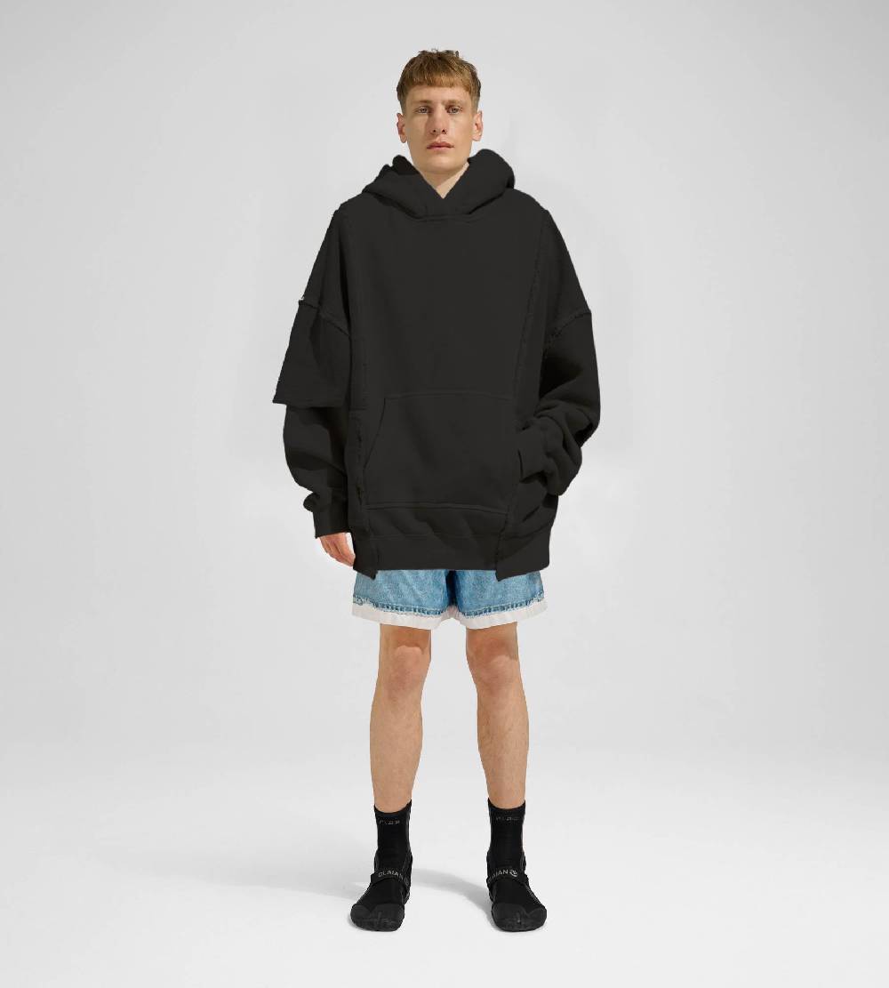 Khrisjoy HOODIE DOUBLE POCKETS BLACK Economico