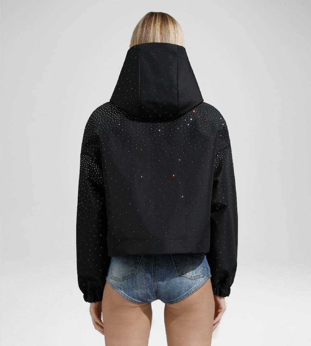 Khrisjoy KHRIS CROP WINDBREAKER STRASS BLACK Saldi