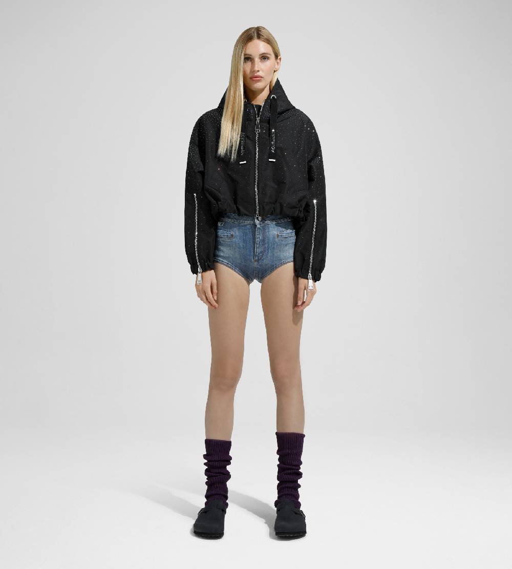Khrisjoy KHRIS CROP WINDBREAKER STRASS BLACK Saldi