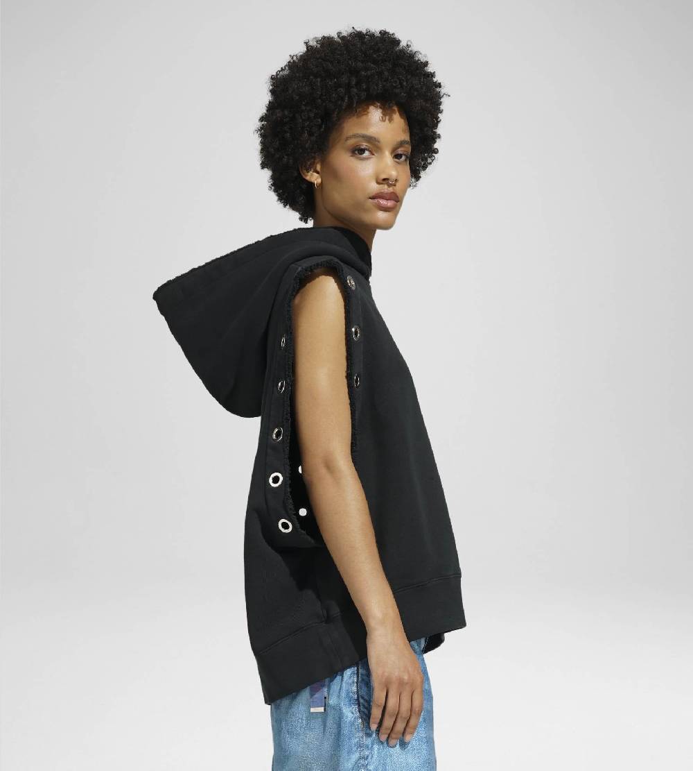 Khrisjoy HOODIE VEST EYELETS BLACK Soddisfazione Garantita