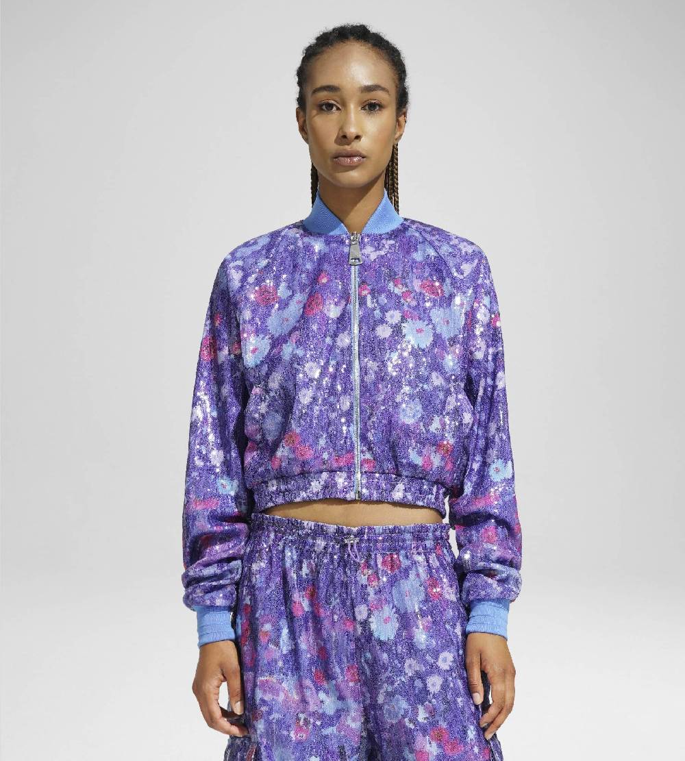 Khrisjoy TRACK JACKET PAILLETTES FLOWERS UPSIDE DOWN GRAPE Promozione Limitata