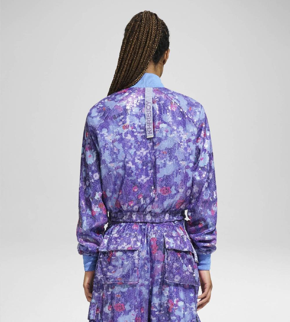 Khrisjoy TRACK JACKET PAILLETTES FLOWERS UPSIDE DOWN GRAPE Promozione Limitata
