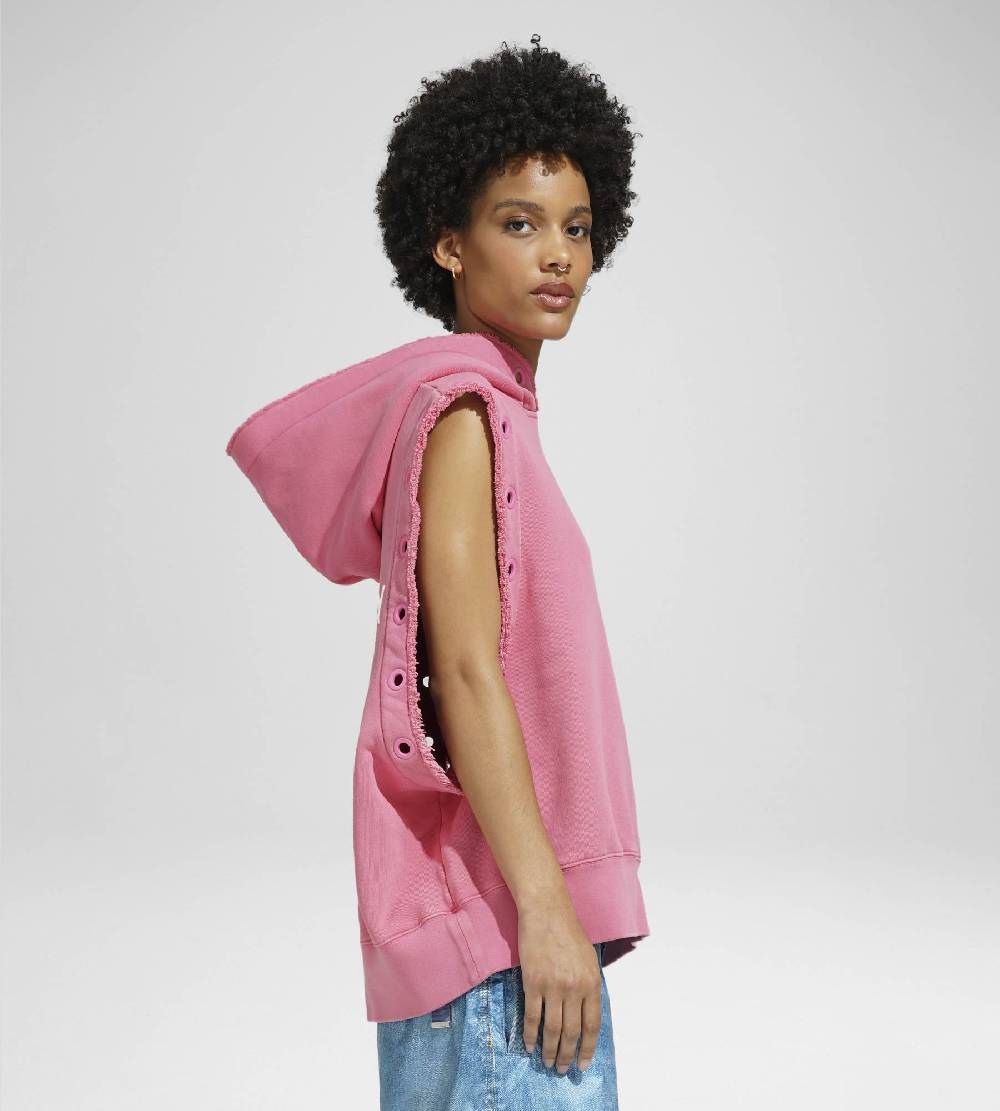 Khrisjoy HOODIE VEST EYELETS CANDY PINK Italy