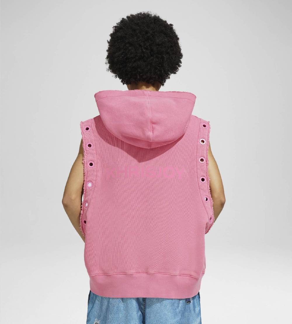 Khrisjoy HOODIE VEST EYELETS CANDY PINK Italy