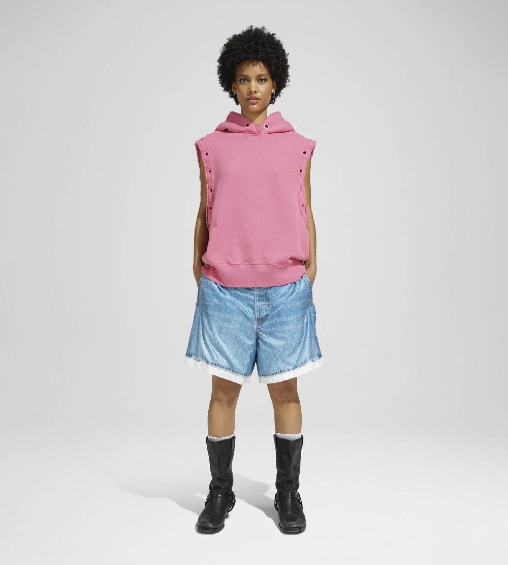 Khrisjoy HOODIE VEST EYELETS CANDY PINK Italy